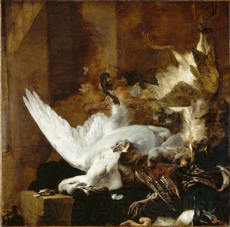 Jan Baptist Weenix Still Life with a Dead Swan Norge oil painting art